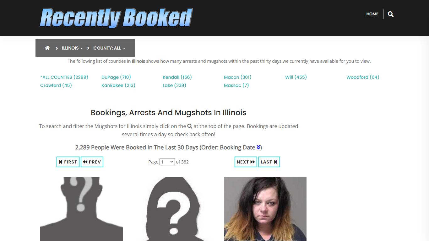 Recent bookings, Arrests, Mugshots in Illinois - Recently Booked